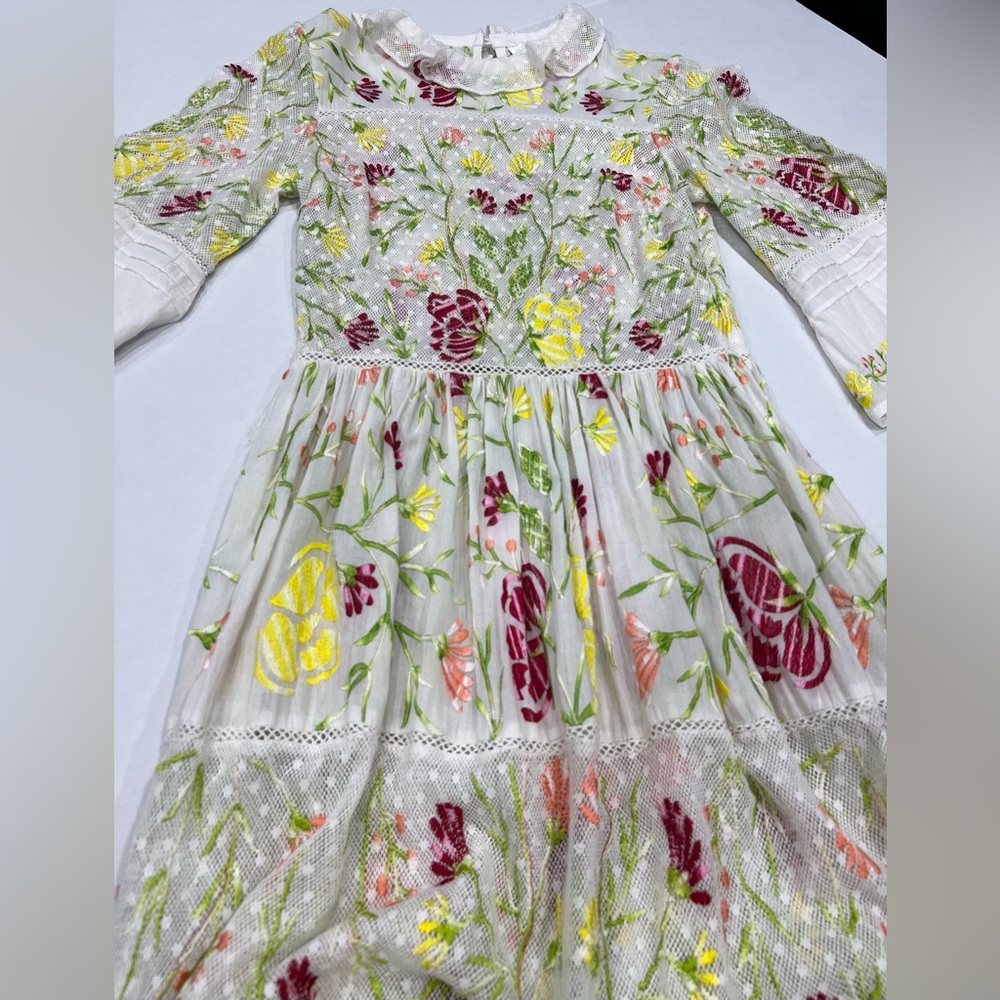 Antik Batik Fanya Boho Floral Embroidered Sheer Maxi Dress XS/36 Cottage Core - Picture 6 of 14